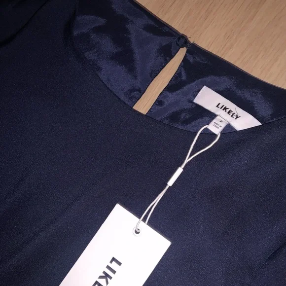 NWT LIKELY NAVY BELL SLEEVE SHIFT DRESS 2 XS ANTHROPOLOGIE - Picture 6 of 8